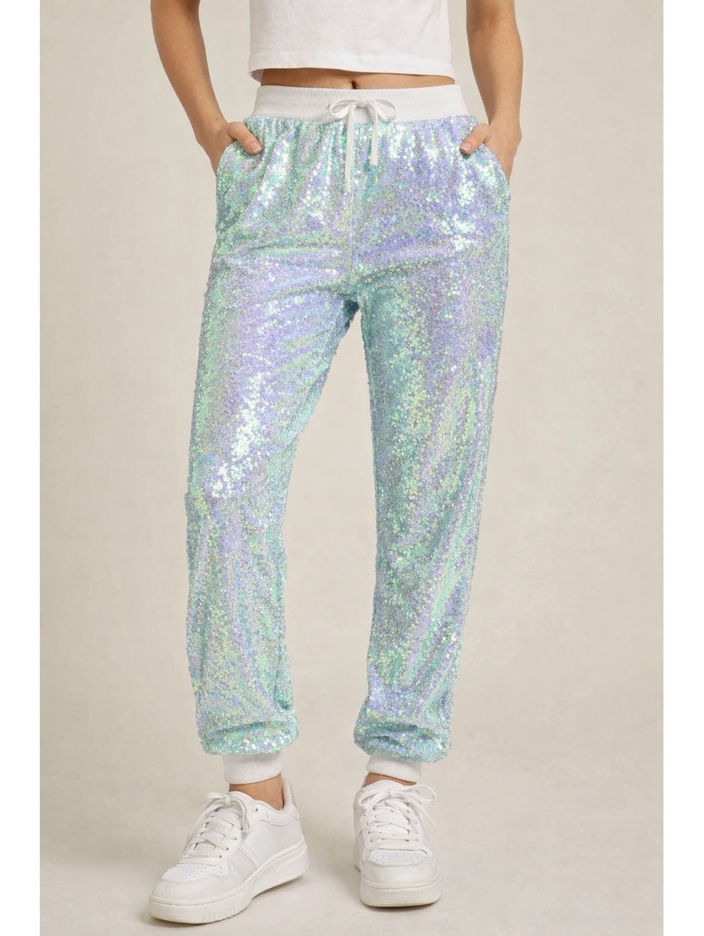 More Than Magic Sequin Sparkle Jogger Sweat Pants Sz XL - Pop Star Princess